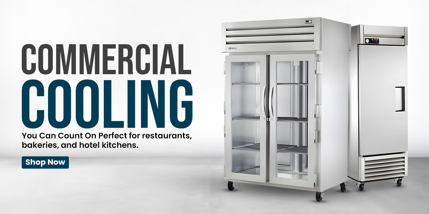Commercial stainless steel refrigerators with solid and glass doors, ideal for restaurants, bakeries, and hotel kitchen cooling needs.